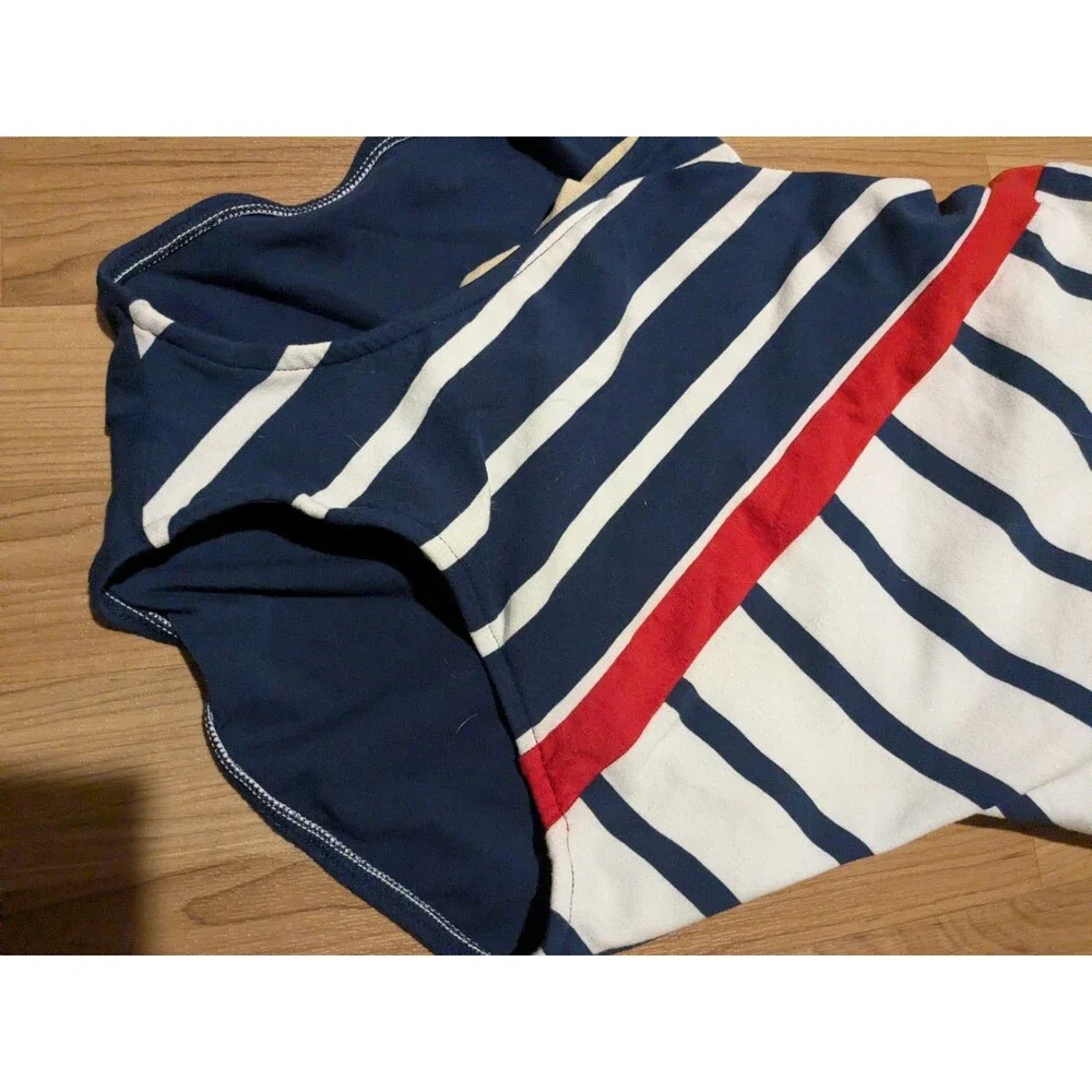 VTG Rose Marie Reid 1 Piece Cotton Blend Stripe Lined Swimsuit High Leg Low Back